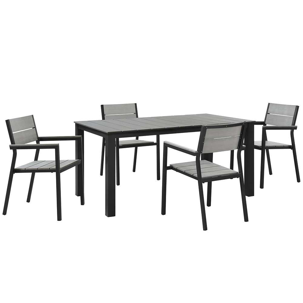 Modway - Maine 5 Piece Outdoor Patio Dining Set - EEI-1747-BRN-GRY-SET veiw 1