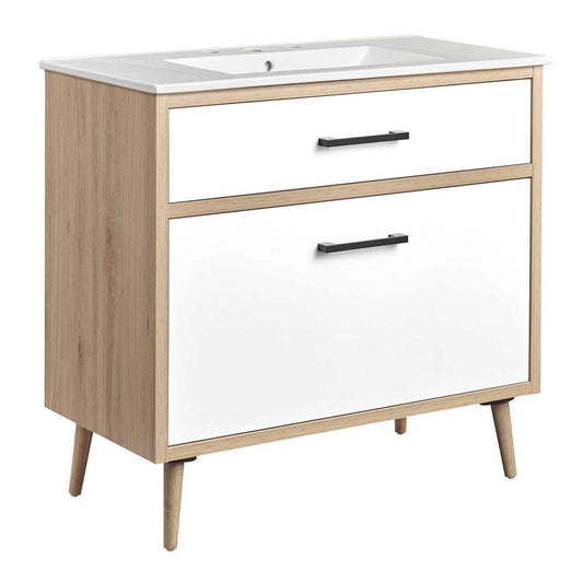 Modway - Maverick 36in Bathroom Vanity - EEI-6500-WHI-OAK veiw 2