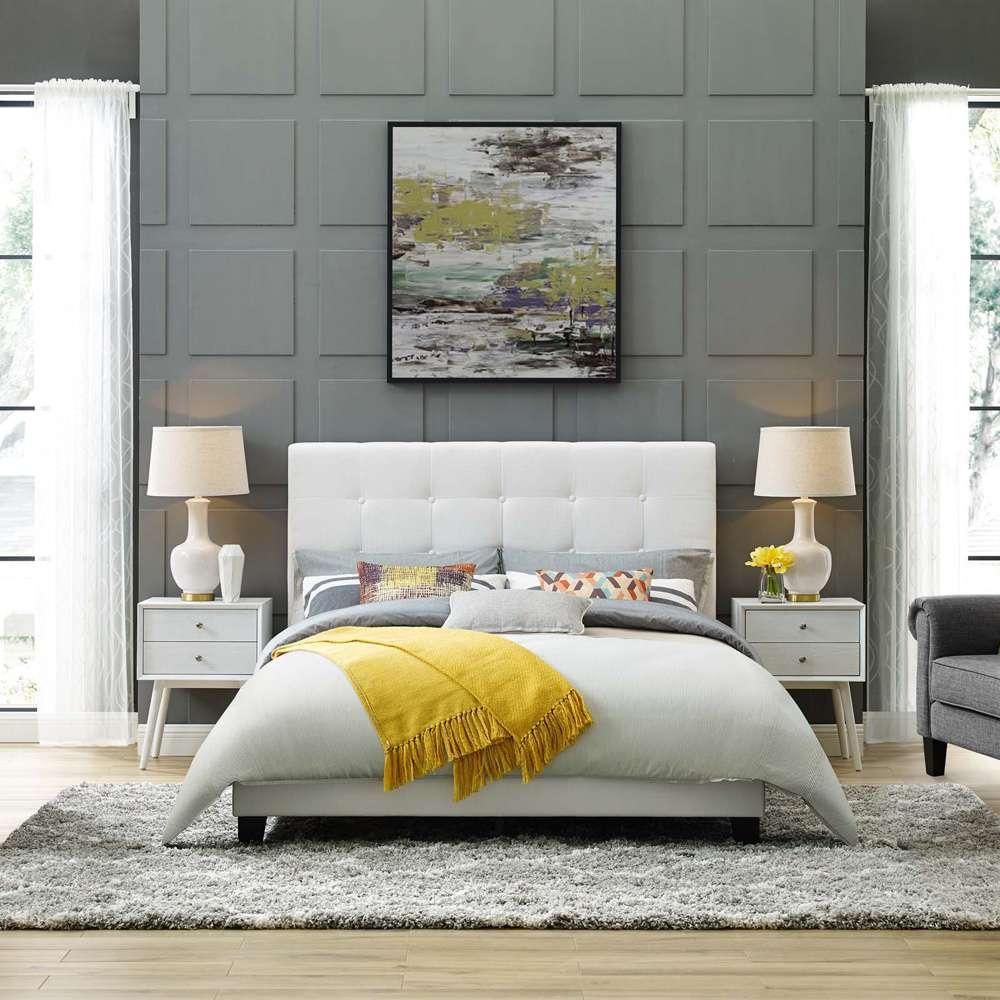 Modway - Melanie Queen Tufted Button Upholstered Fabric Platform Bed - MOD-5879-WHI veiw 6