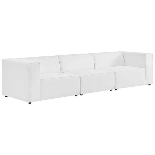 Modway - Mingle Vegan Leather 3-Piece Sectional Sofa - EEI-4789-WHI veiw 2