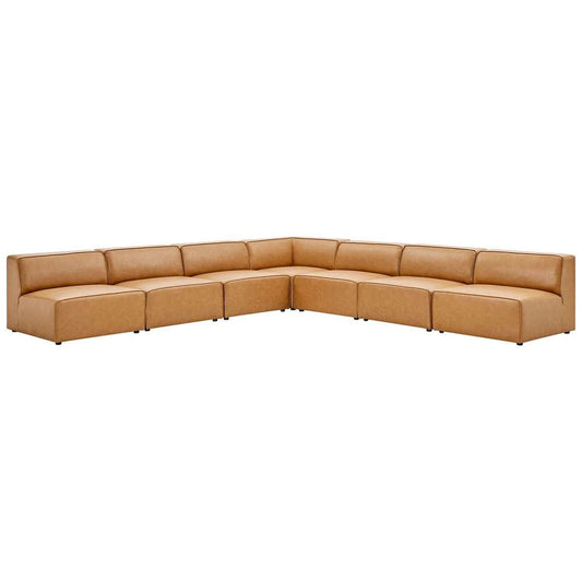 Modway - Mingle Vegan Leather 7-Piece Sectional Sofa in Tan - EEI-4797-TAN veiw 2