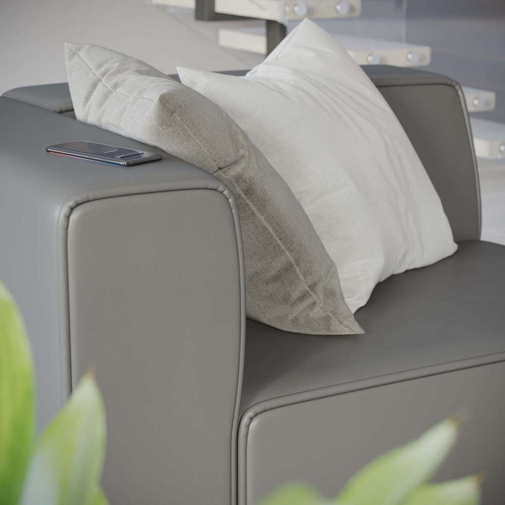 Modway - Mingle Vegan Leather Left-Arm Chair - EEI-4621-GRY veiw 6