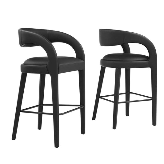 Modway - Pinnacle Vegan Leather Bar Stool (Set of 2) - EEI-6567-BLK-BLK veiw 2