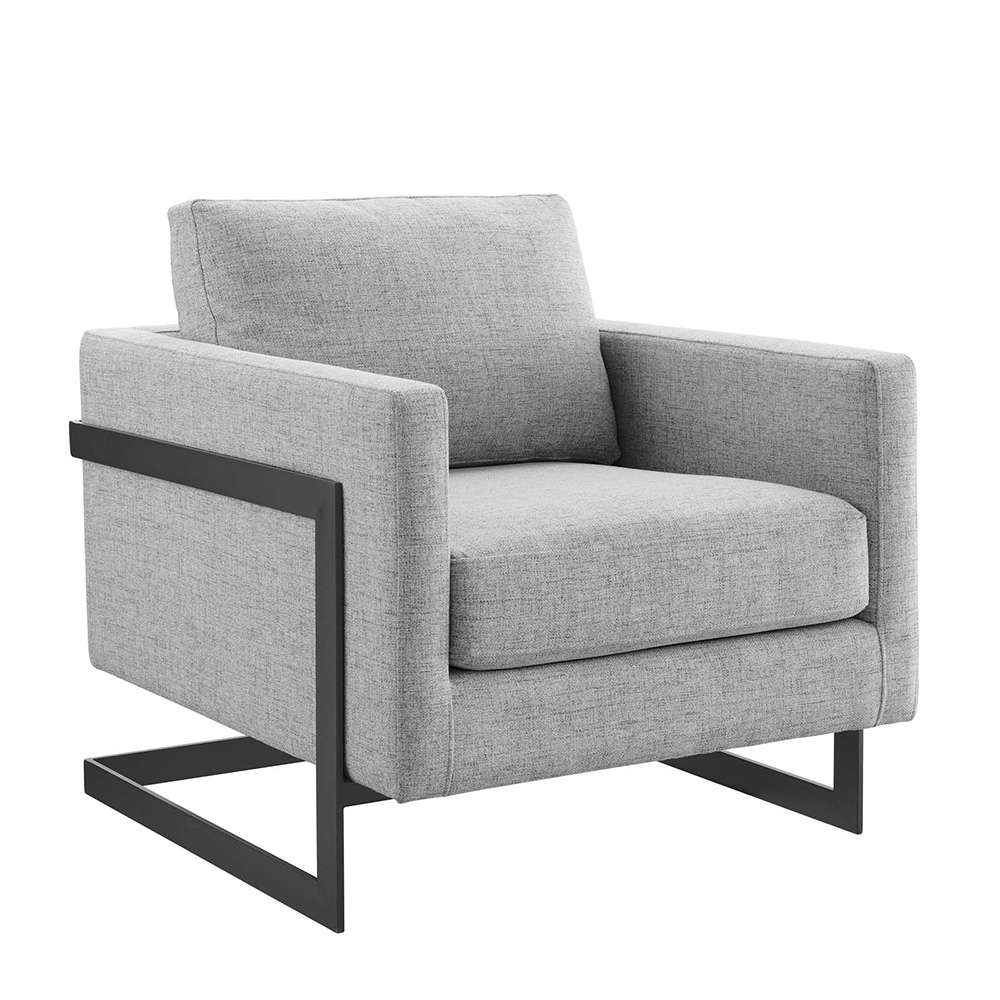 Modway - Posse Upholstered Fabric Accent Chair - EEI-4391-BLK-LGR veiw 1