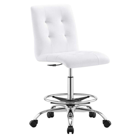 Modway - Prim Armless Vegan Leather Drafting Chair - EEI-4981-SLV-WHI veiw 2