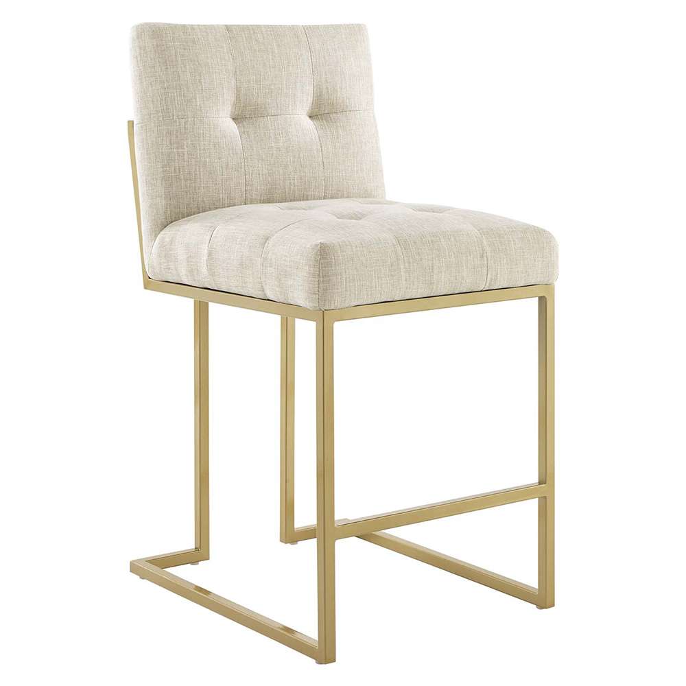 Modway - Privy Gold Stainless Steel Upholstered Fabric Counter Stool - EEI-3852-GLD-BEI veiw 1