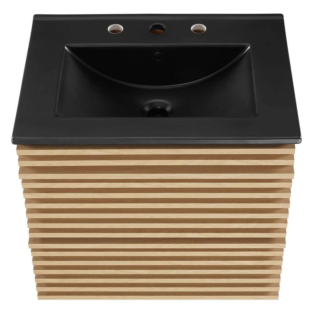 Modway - Render 24in Wall-Mount Bathroom Vanity - EEI-5364-OAK-BLK veiw 6