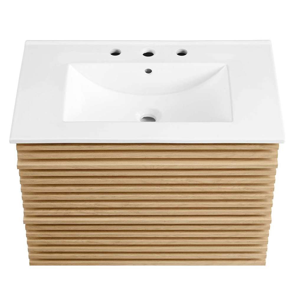 Modway - Render 30in Wall-Mount Bathroom Vanity - EEI-5421-OAK-WHI veiw 6