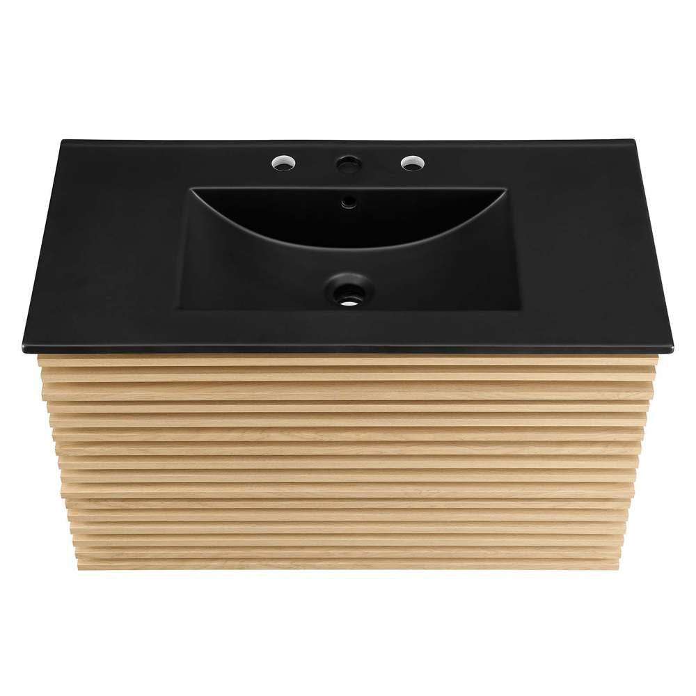 Modway - Render 36in Wall-Mount Bathroom Vanity - EEI-5395-OAK-BLK veiw 6