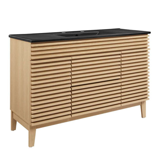 Modway - Render 48in Single Sink Bathroom Vanity - EEI-5398-OAK-BLK veiw 2