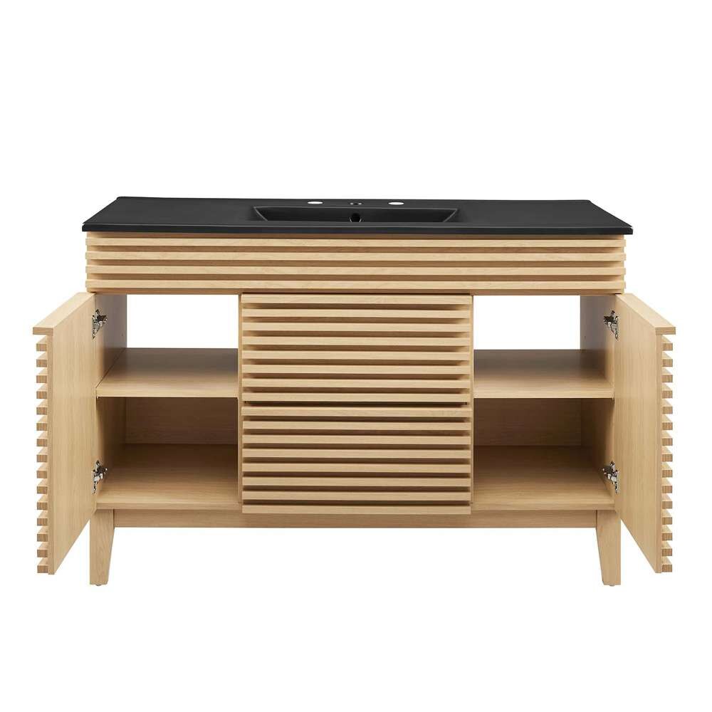 Modway - Render 48in Single Sink Bathroom Vanity - EEI-5398-OAK-BLK veiw 6