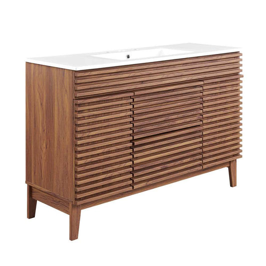 Modway - Render 48in Single Sink Bathroom Vanity - EEI-4439-WAL-WHI veiw 2