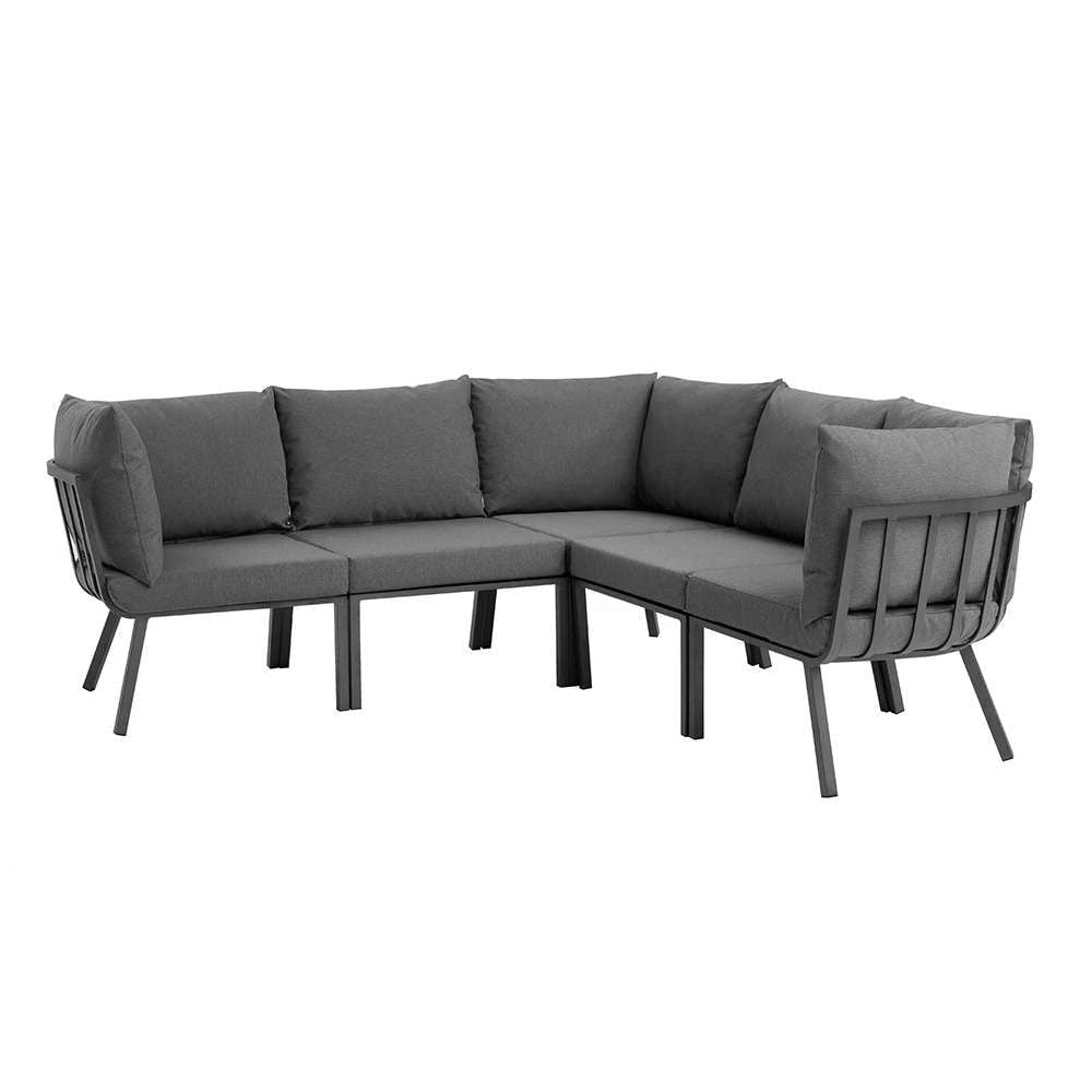 Modway - Riverside 5 Piece Outdoor Patio Aluminum Sectional - EEI-3789-SLA-CHA veiw 1