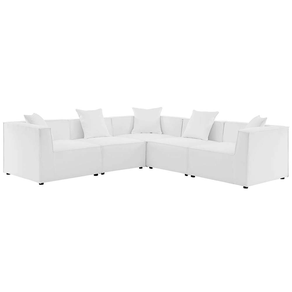 Modway - Saybrook Outdoor Patio Upholstered 5-Piece Sectional Sofa - EEI-4384-WHI veiw 1