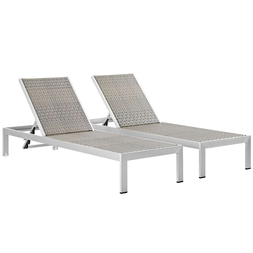 Modway - Shore Chaise Outdoor Patio Aluminum (Set of 2) - EEI-2477-SLV-GRY-SET veiw 1