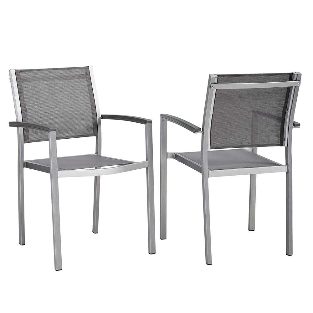Modway - Shore Dining Chair Outdoor Patio Aluminum (Set of 2) - EEI-2586-SLV-GRY-SET veiw 1