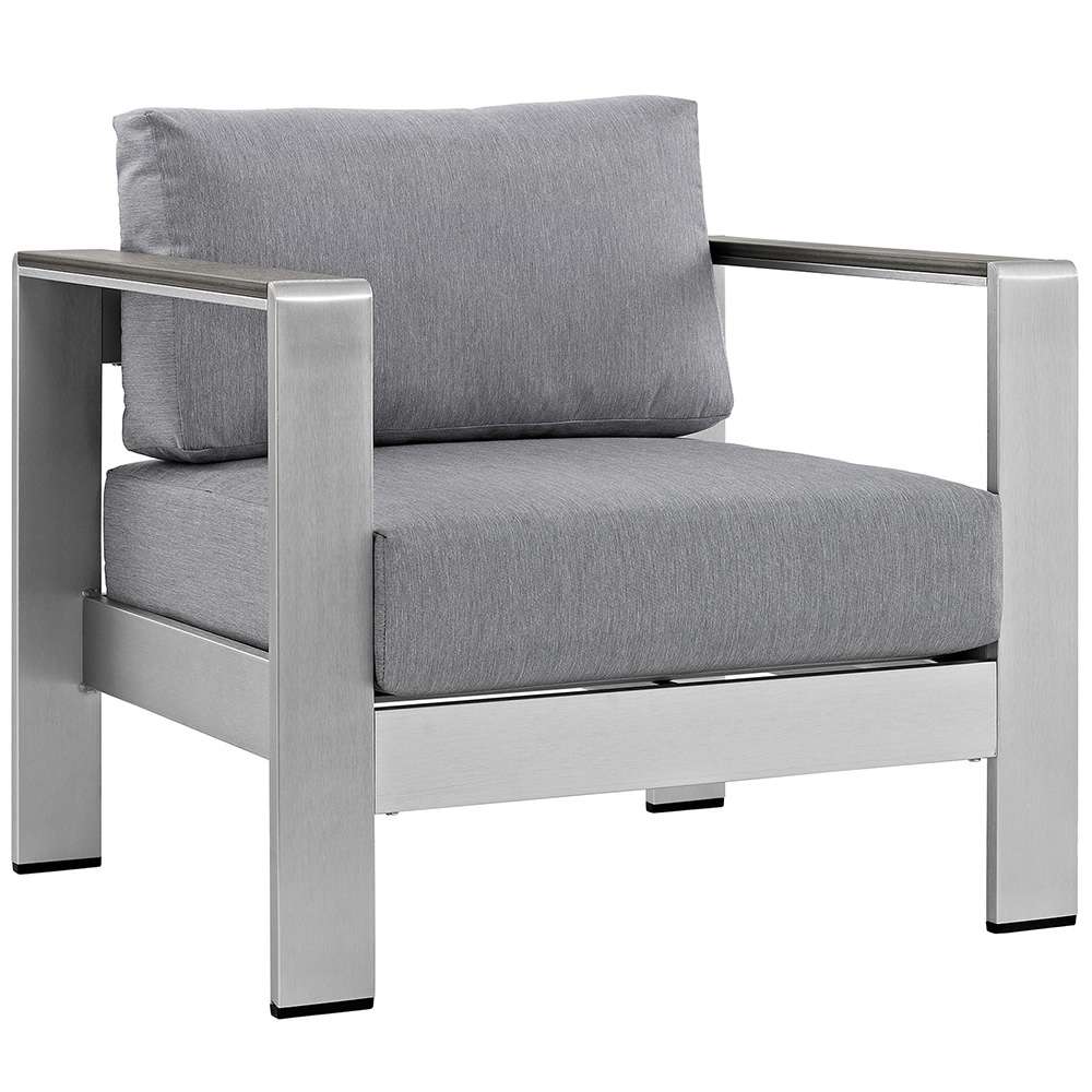 Modway - Shore Outdoor Patio Aluminum Armchair - EEI-2266-SLV-GRY veiw 1