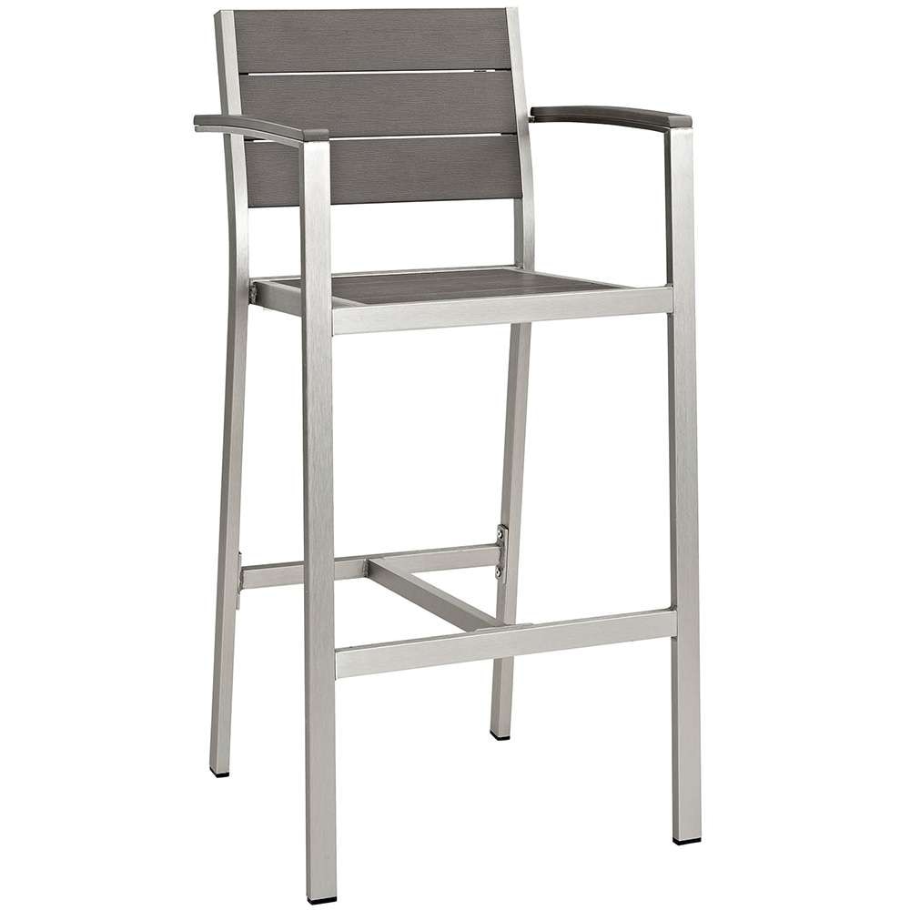 Modway - Shore Outdoor Patio Aluminum Bar Stool - EEI-2254-SLV-GRY veiw 1