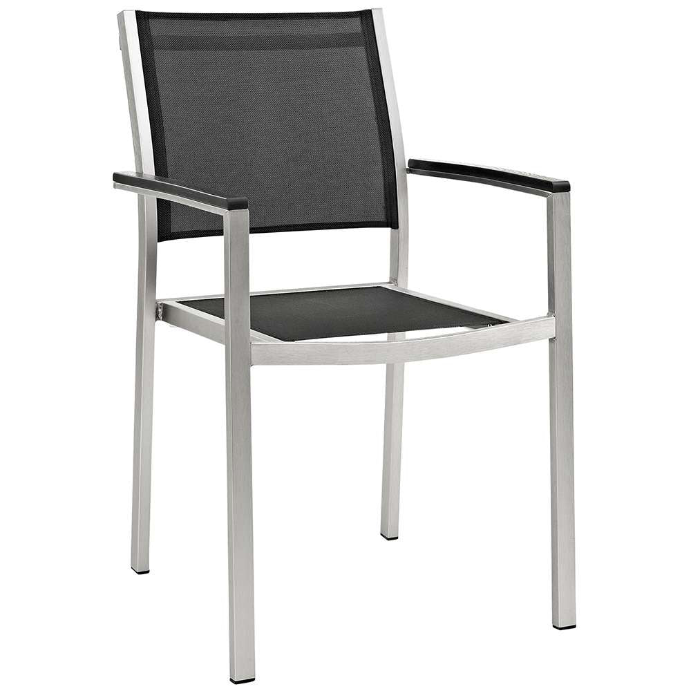Modway - Shore Outdoor Patio Aluminum Dining Chair - EEI-2272-SLV-BLK veiw 1