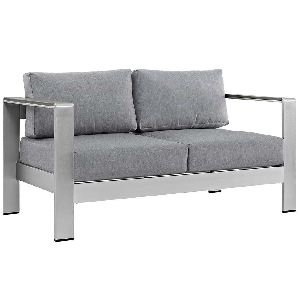 Modway - Shore Outdoor Patio Aluminum Loveseat - EEI-2267-SLV-GRY veiw 1