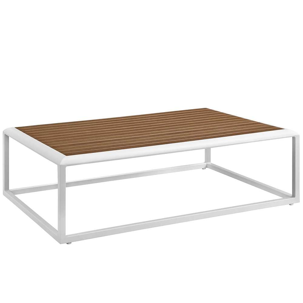 Modway - Stance Outdoor Patio Aluminum Coffee Table - EEI-3021-WHI-NAT veiw 1