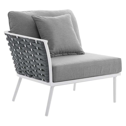 Modway - Stance Outdoor Patio Aluminum Left-Facing Armchair - EEI-5565-WHI-GRY veiw 2