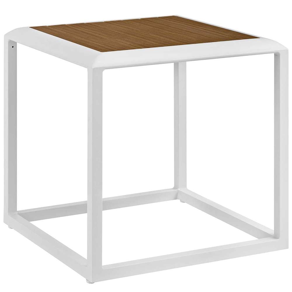 Modway - Stance Outdoor Patio Aluminum Side Table - EEI-3022-WHI-NAT veiw 1