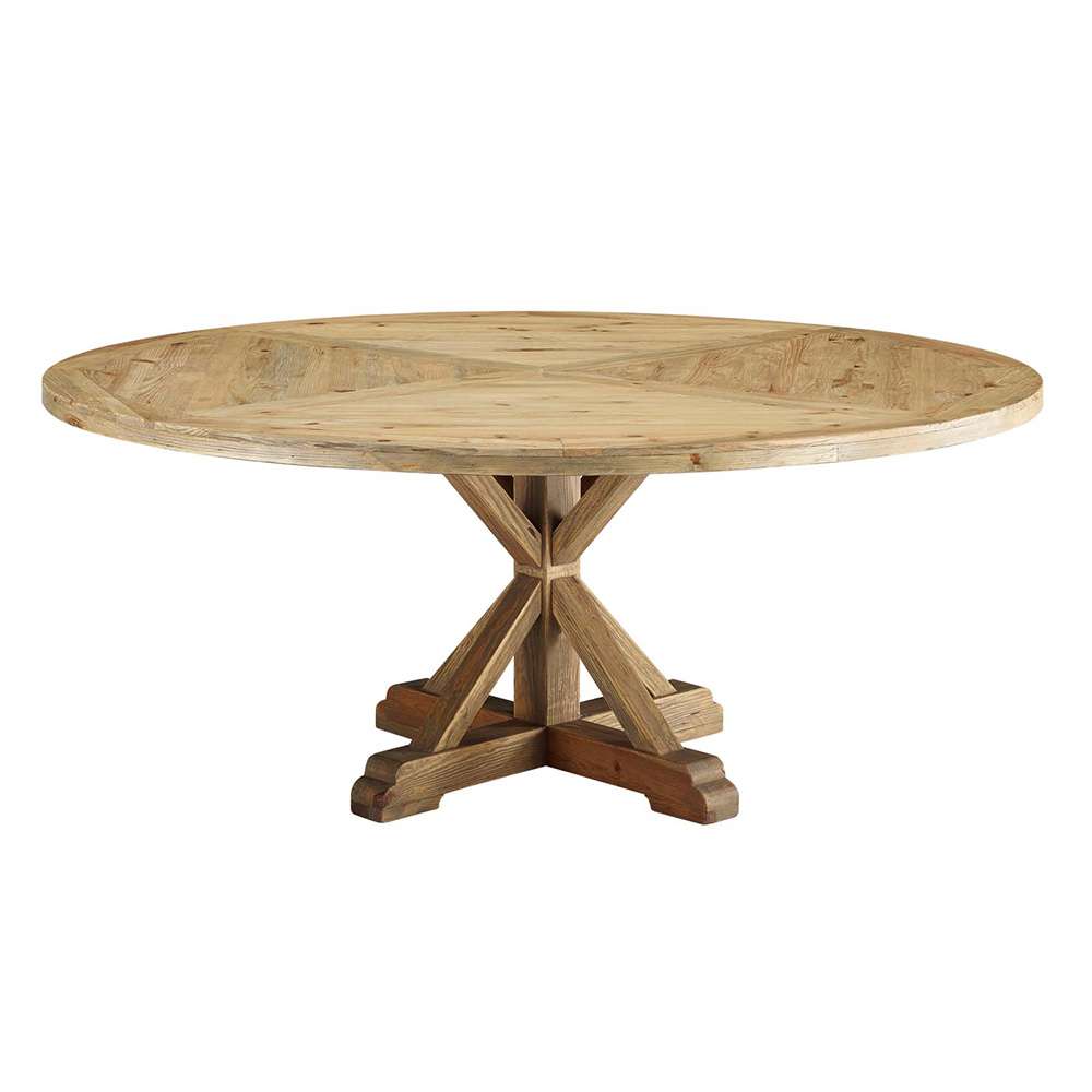 Modway - Stitch 71in Round Pine Wood Dining Table - EEI-3496-BRN veiw 1