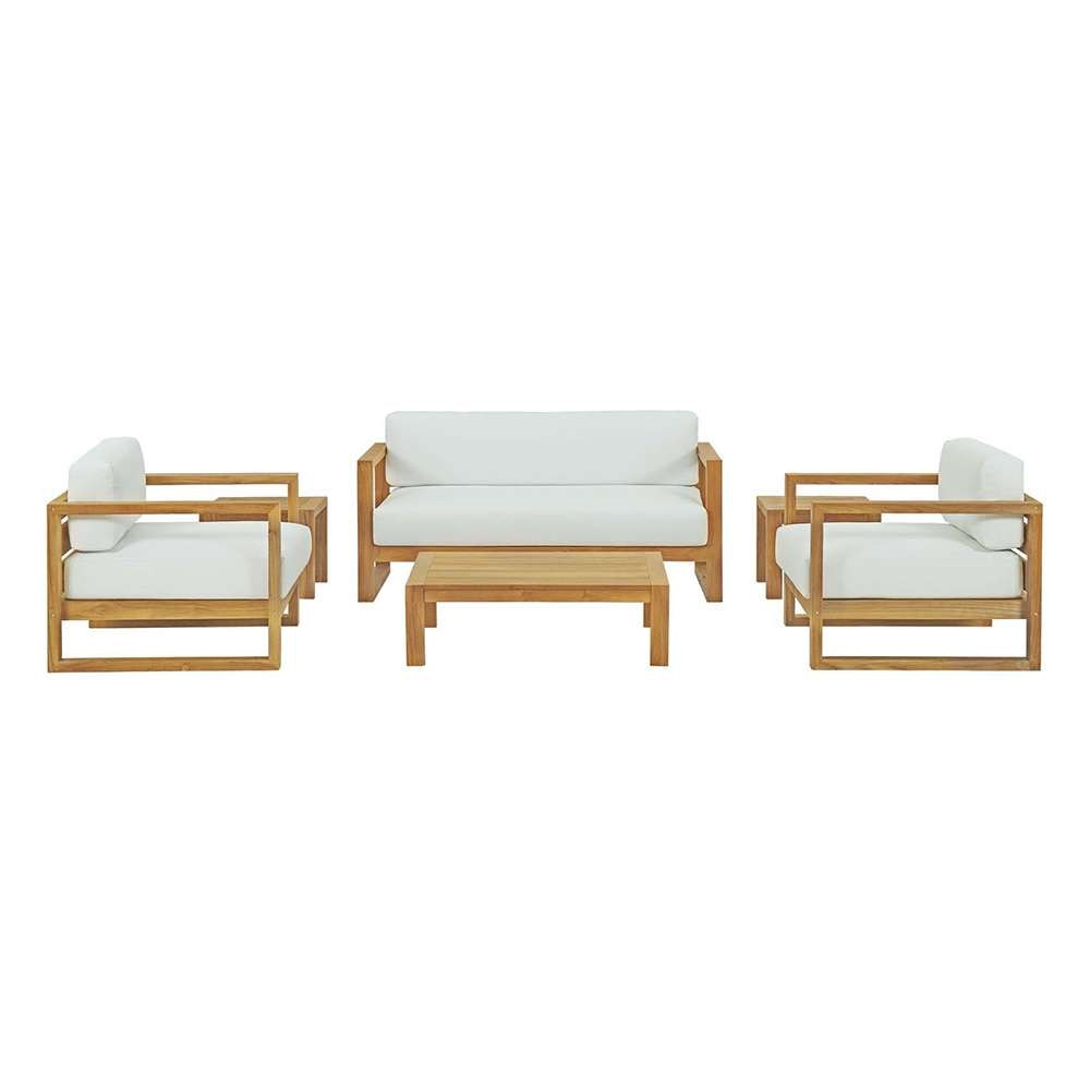 Modway - Upland 6 Piece Outdoor Patio Teak Set - EEI-3118-NAT-WHI-SET veiw 1