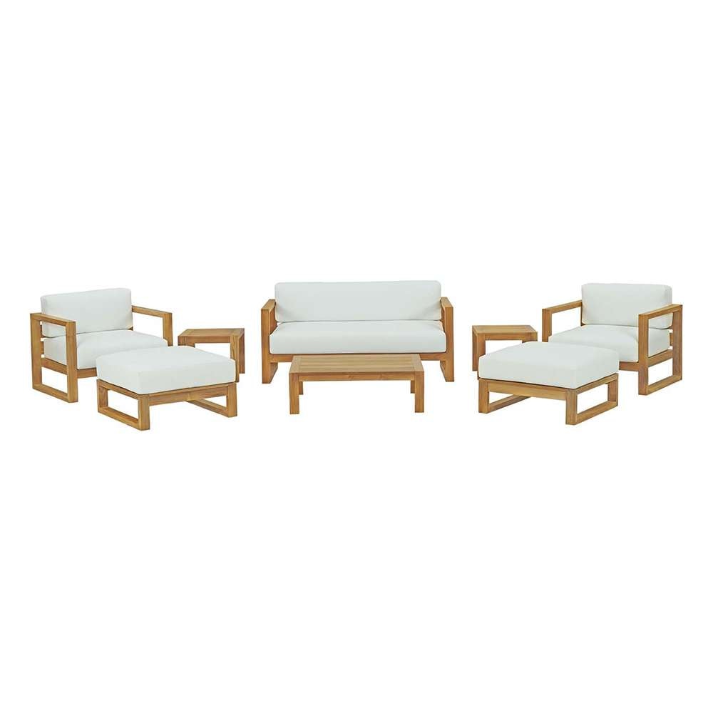 Modway - Upland 8 Piece Outdoor Patio Teak Set - EEI-3117-NAT-WHI-SET veiw 1