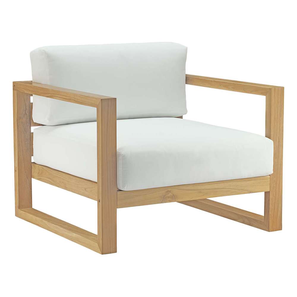 Modway - Upland Outdoor Patio Teak Armchair - EEI-2706-NAT-WHI veiw 1