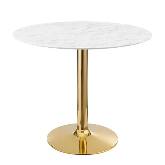Modway - Verne 35in Artificial Marble Dining Table - EEI-4549-GLD-WHI veiw 2