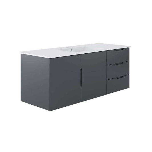 Modway - Vitality 48in Single Sink Bathroom Vanity - EEI-5784-GRY-WHI veiw 2