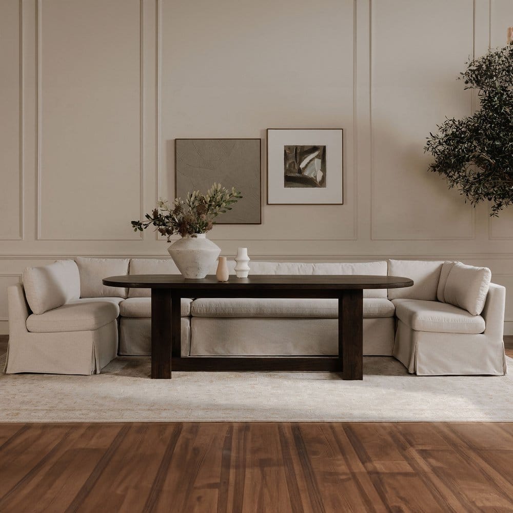 Moes Home - Fable Slipcover Dining Banquette U-Shape Beige 129 in. - OA-1072-34 view 10