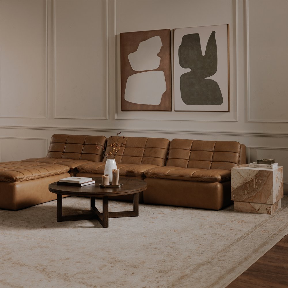 Moes Home - Lino Lounge Modular Sectional Tan Leather - XQ-1029-40 view 11