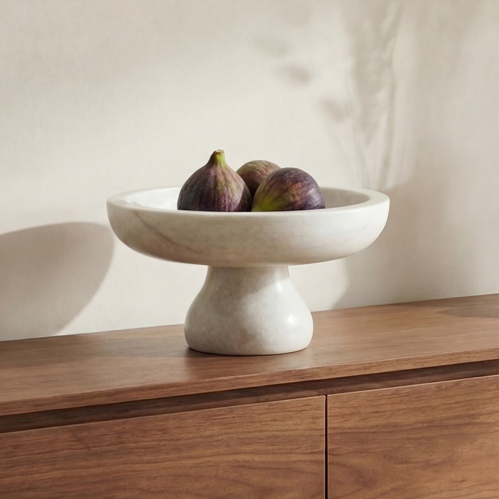 Moes Home - Palermo Pedestal Bowl White Marble - PZ-1023-18 view 5