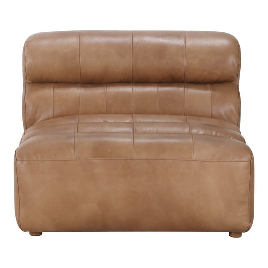 Moes Home - Ramsay Leather Armless Chair Tan - QN-1009-40 veiw 2