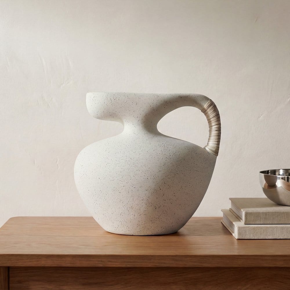 Moes Home - Vila 9.5In Sculptural Vessel Cream White - DD-1058-05 view 9