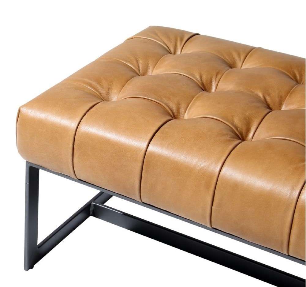 Moes Home - Wyatt Leather Bench in Tan - QN-1002-40 veiw 5