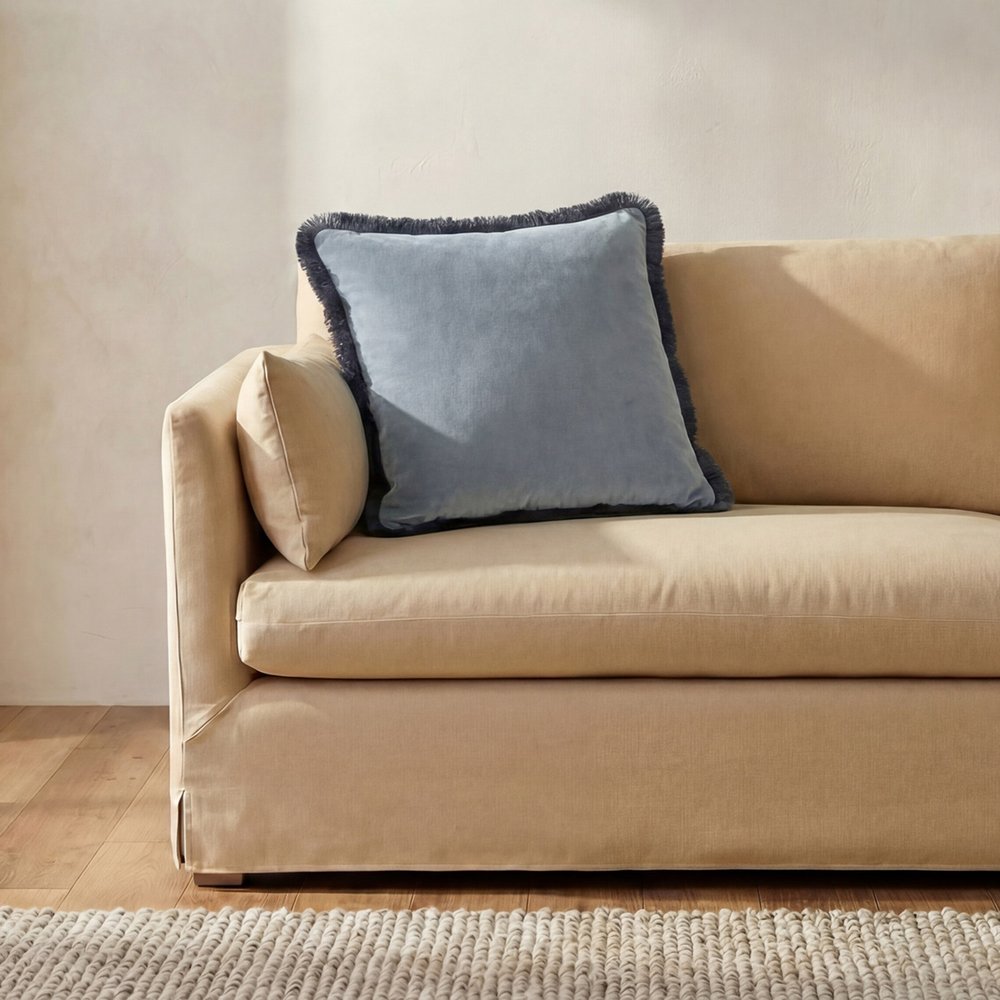 Moes Home - Yasmin Square Cushion Light Blue Faux Mohair - OA-1122-45 view 5