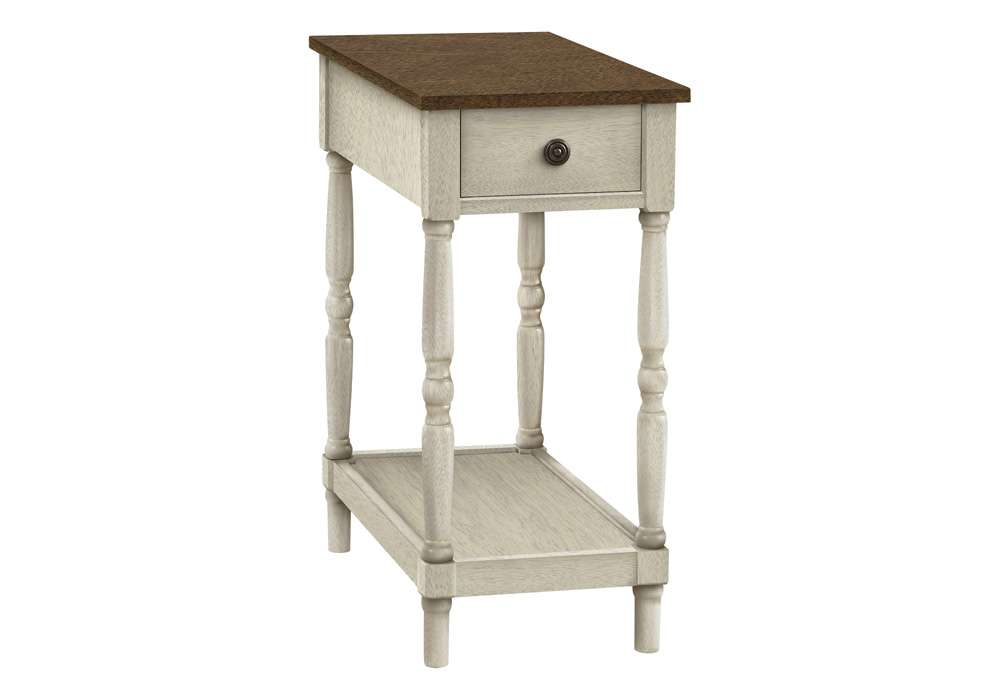 Monarch Specialties - Accent Table, 2 Tier, End, Side Table, Nightstand, Bedroom, Narrow, Lamp, Storage Drawer, Brown Veneer, Antique White Veneer, Traditional - I 3958 veiw 1