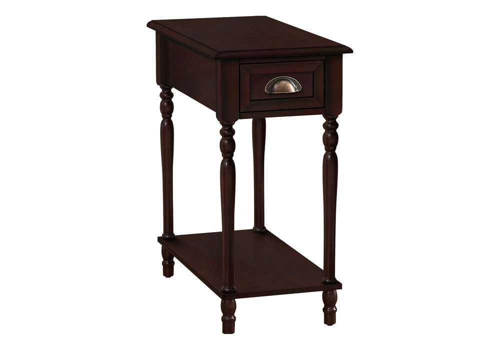 Monarch Specialties - Accent Table, 2 Tier, Side Table, End, Narrow, Nightstand, Bedroom, Lamp, Storage Drawer, Brown Veneer, Traditional - I 3969 veiw 1