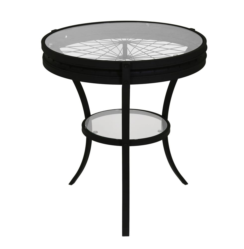 Monarch Specialties - Accent Table, Side, End, Nightstand, Lamp, Round, Living Room, Bedroom, Metal, Tempered Glass, Black, Clear, Transitional - I-2140 veiw 2