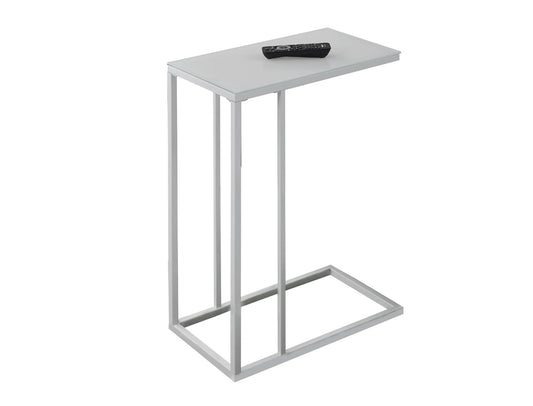 Monarch Specialties - Accent Table, C-Shaped, End, Side, Snack, Living Room, Bedroom, Metal, Tempered Glass, White, Contemporary, Modern - I-3037 veiw 2