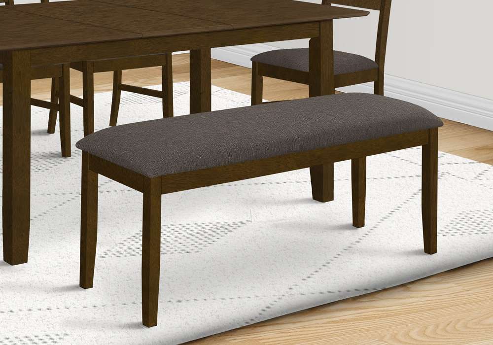 Monarch Specialties - Bench, 44in Rectangular, Upholstered, Wood, Dining Room, Kitchen, Entryway, Brown Solid Wood, Brown Fabric, Transitional - I 1397 veiw 5