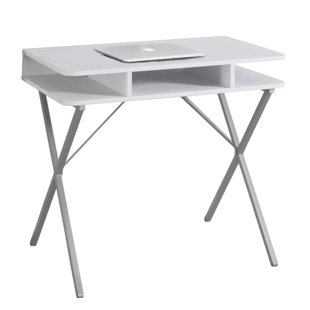 Monarch Specialties - Computer Desk, Home Office, Laptop, Storage Shelves, 31inL, Work, Metal, Laminate, White, Grey, Contemporary, Modern - I-7100 veiw 2