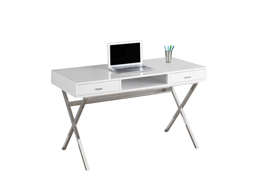 Monarch Specialties - Computer Desk, Home Office, Laptop, Storage Drawers, 48inL, Work, Metal, Laminate, White, Chrome, Contemporary, Modern - I-7520 veiw 2