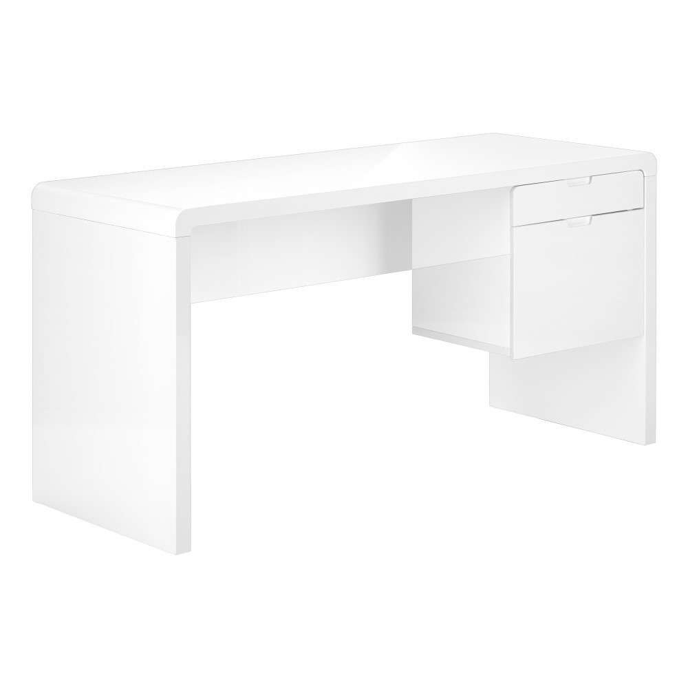Monarch Specialties - Computer Desk, Home Office, Laptop, Left, Right Set-Up, Storage Drawers, 60inL, Work, Laminate, Glossy White, Contemporary, Modern - I-7581 veiw 1