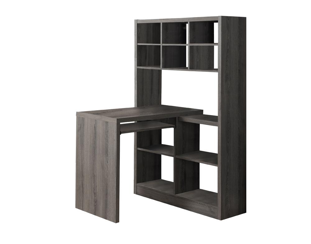 Monarch Specialties - Computer Desk, Home Office, Bookcase, Corner, Storage Shelves, Left, Right Set-Up, L Shape, Work, Laptop, Laminate, Brown, Contemporary, Modern - I-7041 veiw 2