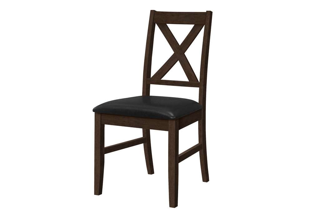 Monarch Specialties - Dining Chair, 37in Height, Set Of 2, Dining Room, Kitchen, Side, Upholstered, Brown Solid Wood, Brown Leather Look, Transitional - I 1333 veiw 1